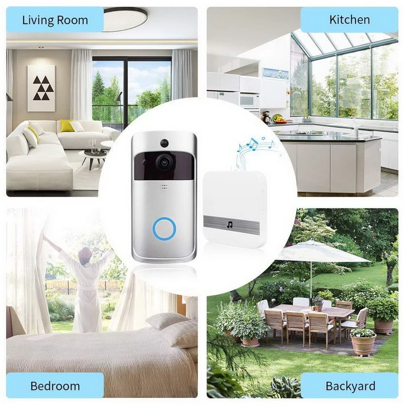 Wireless Doorbell APP Control Smart Visual Recording Two Way Audio Doorbell HD 720p Wireless WiFi Night Vision Intercom Camera